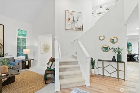 a view of entryway with livingroom and furniture
