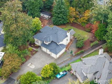 an aerial view of a house