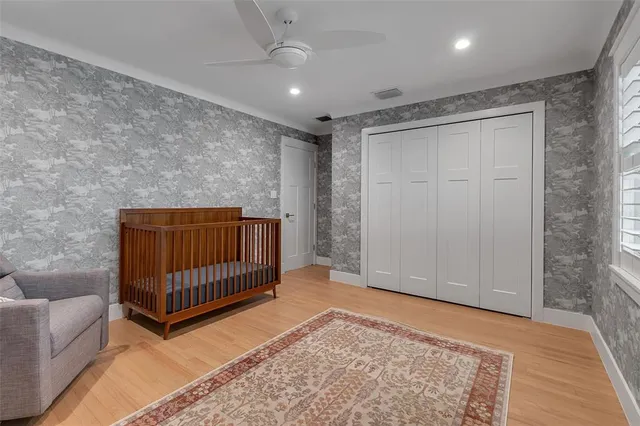 an aerial view of a house with a garden