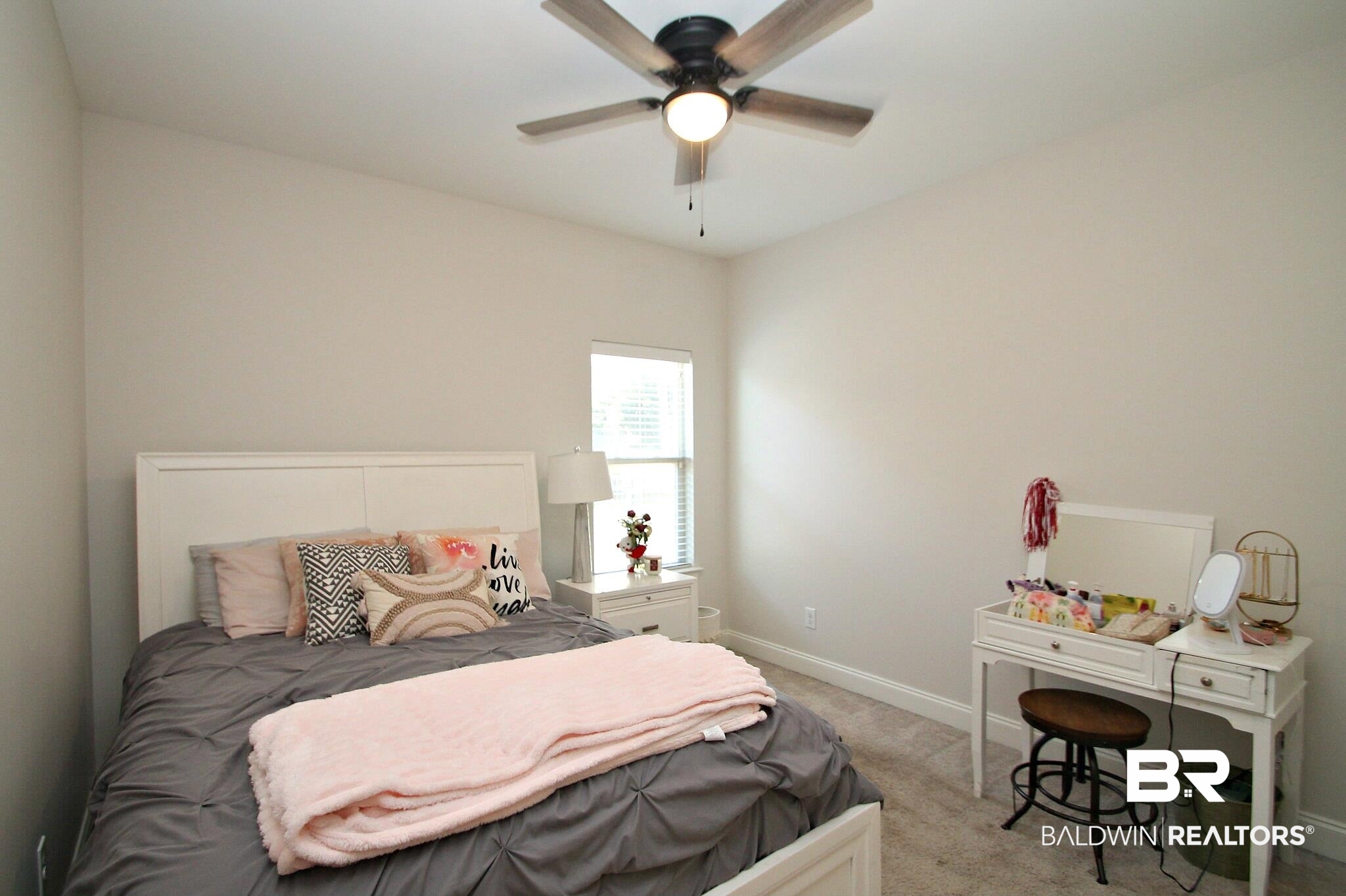30232 Persimmon Drive Daphne, AL 36527 - Photo 16 of 27 Bedroom featuring light colored carpet, ceiling fan, and baseboards