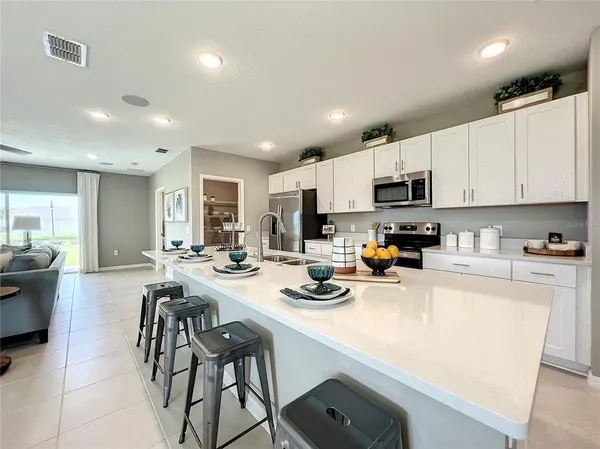 a view of a kitchen counter top space