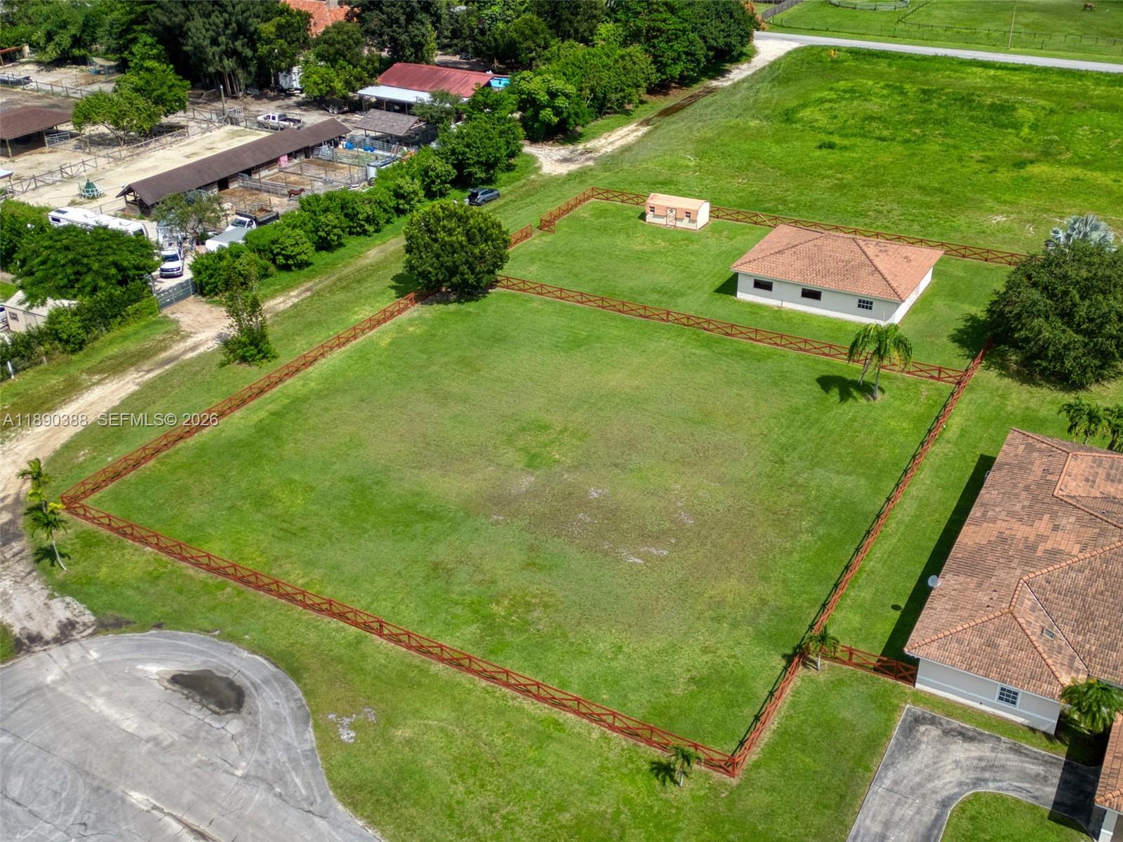 a view of a golf ground with a yard