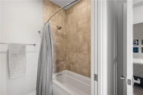 a bathroom with a bathtub