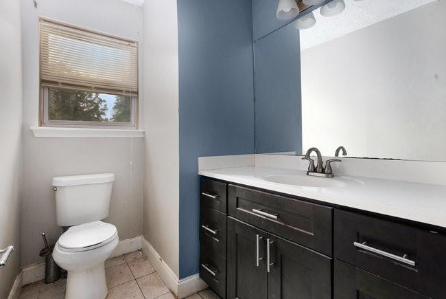 8955 Ochil Lane Winston, GA 30187 - Photo 21 of 31 a bathroom with a toilet a sink and mirror