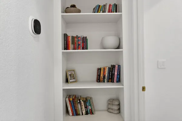 a view of decorative items sitting on a shelf