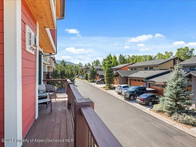 a view of a patio with chair and table