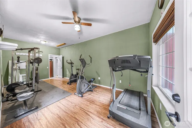 a view of a room with gym equipment
