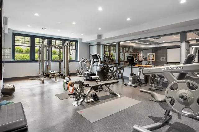 a view of a room with gym equipment