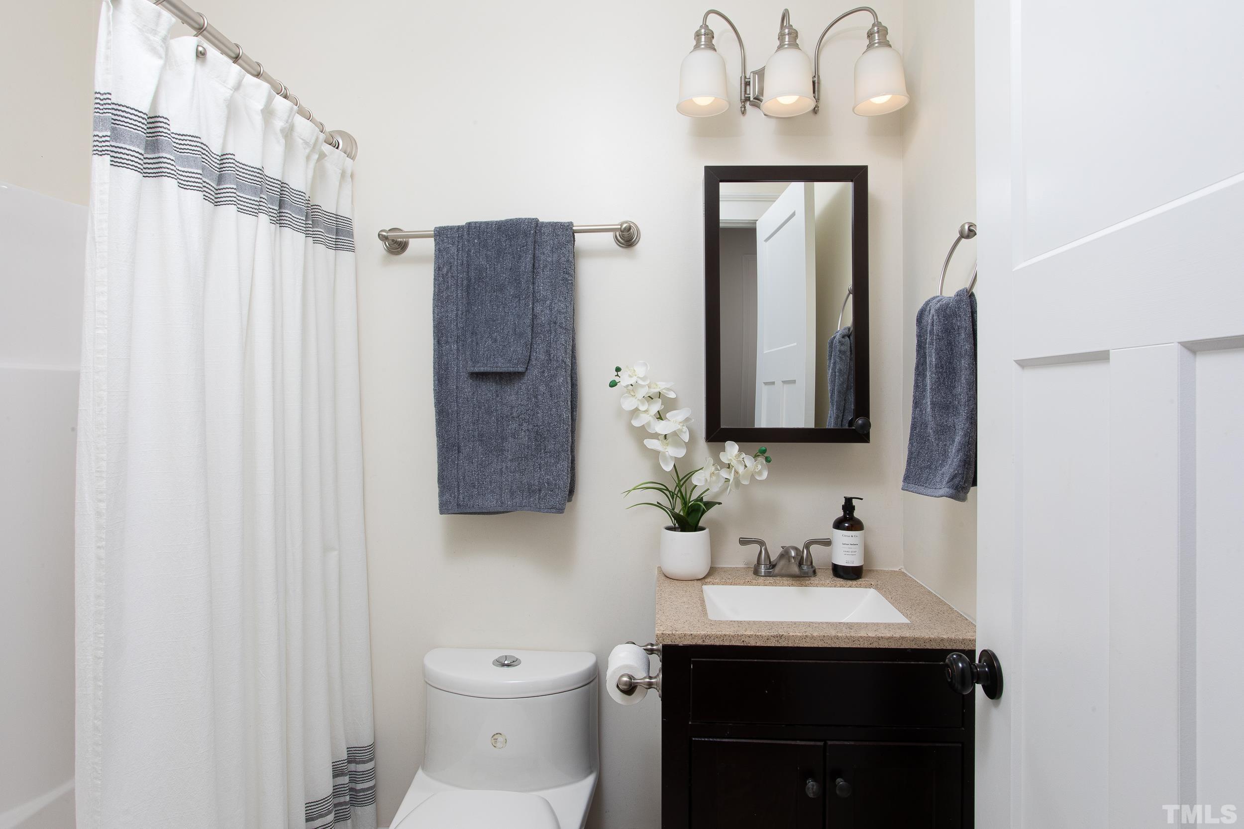 1218 North Roxboro Street Durham, NC 27701 - Photo 26 of 39 a bathroom with a toilet a sink and mirror