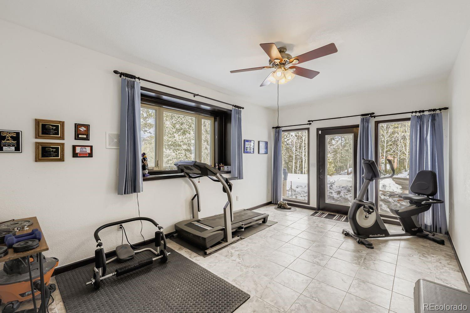 296 Desperado Road Bailey, CO 80421 - Photo 3 of 37 a view of a room with gym equipment