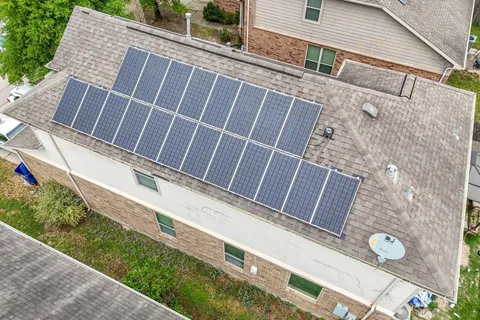 a view of a brick building