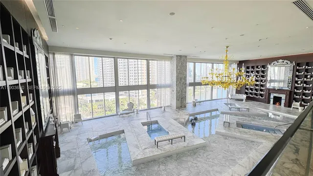 a hallway with windows