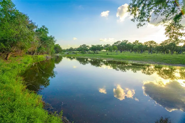 a view of a lake with outside area