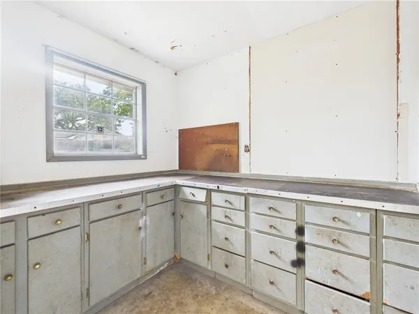 a view of cabinets with window