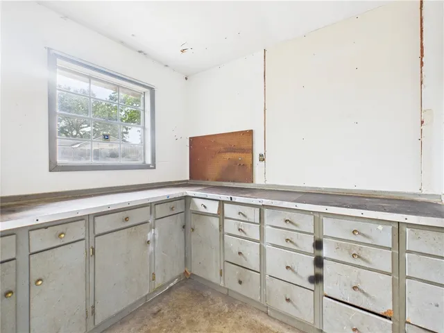 a view of cabinets with window