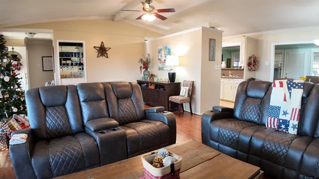a living room with furniture and a couch
