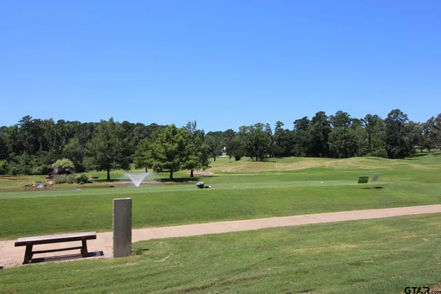 a view of a golf course with a lake
