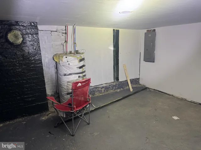 a room with a chair and a table