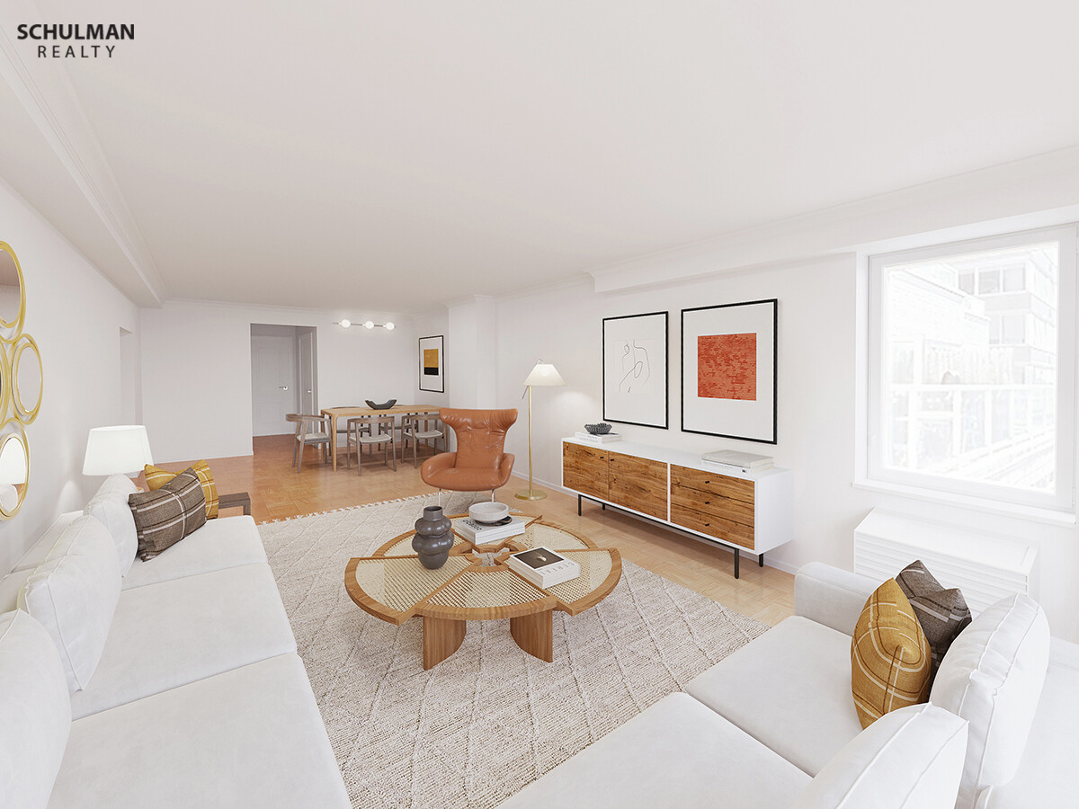 411 East 53rd Street, Unit 14F Manhattan, NY 10022 - Photo 5 of 20 a living room with furniture and wooden floor
