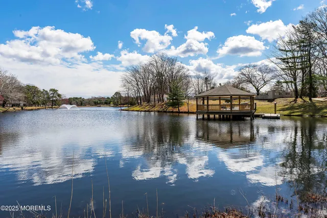 a view of a lake with houses