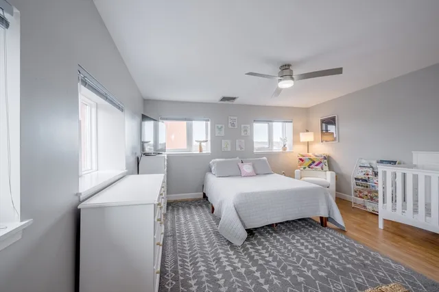 a room with a bed and a table