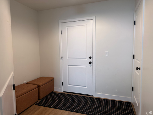 774 West 480 South American Fork, UT 84003 - Photo 46 of 76 White interior doors featuring matte black hardware, wood-finish flooring, and light neutral wall paint