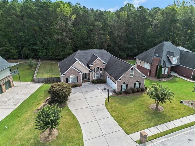 an aerial view of a house