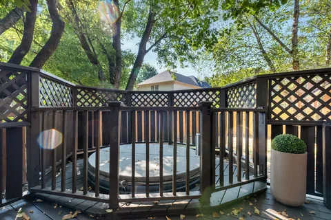 a view of a wrought iron fences