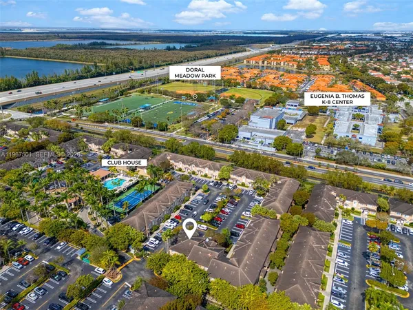 a city view with tall buildings