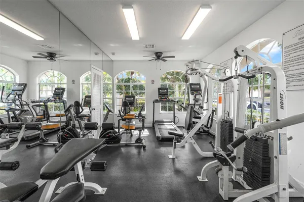 a view of a room with gym equipment