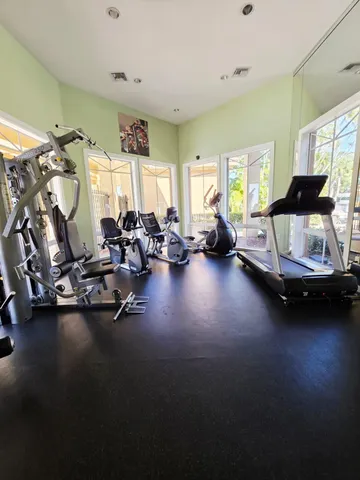a view of a room with gym equipment