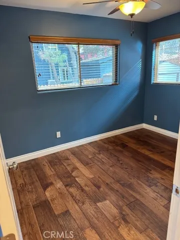 a view of a room with a window