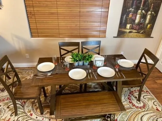 a table and chairs in a patio