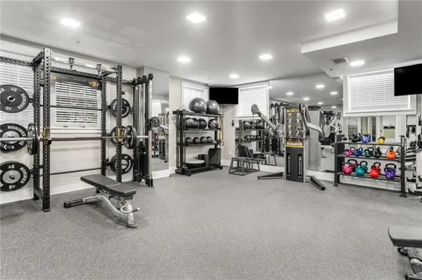 a view of a room with gym equipment