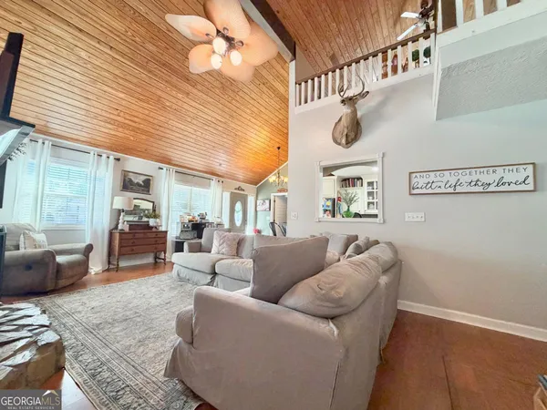 a living room with furniture