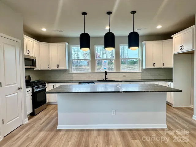 a kitchen with lots of counter top space