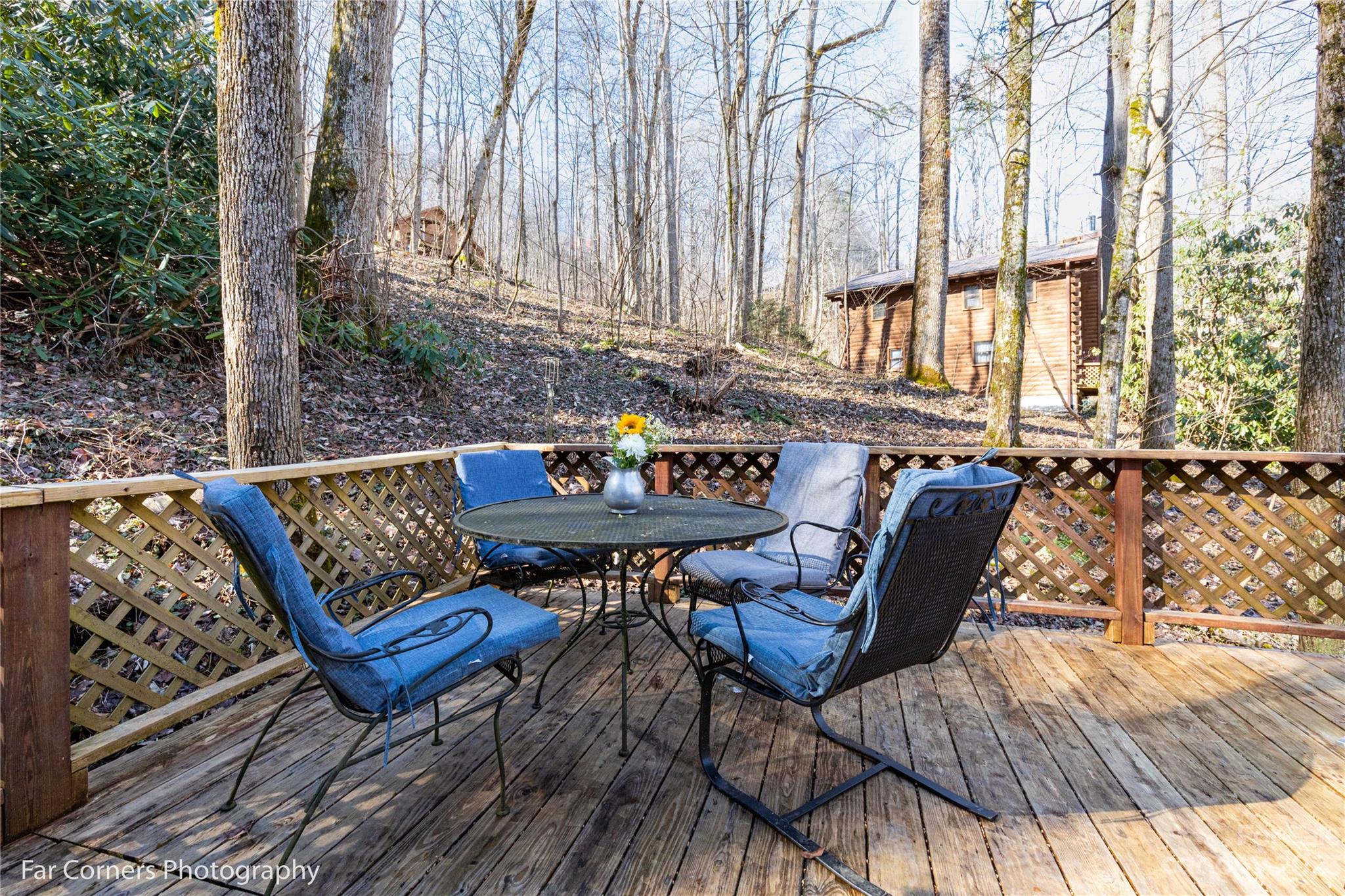 523 Spring Lake Road Maggie Valley, NC 28751 - Photo 24 of 25 a view of a chairs in wooden deck