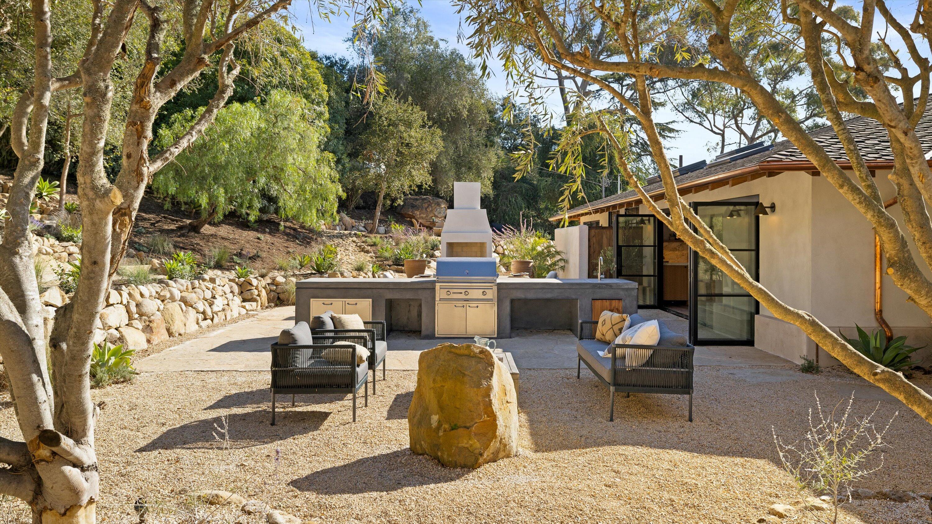 734 El Rancho Road Montecito, CA 93108 - Photo 19 of 24 a view of a patio with iron fence