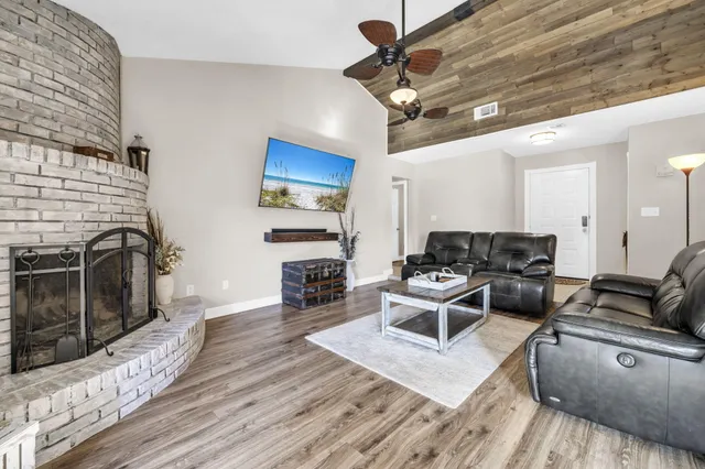 a living room with furniture