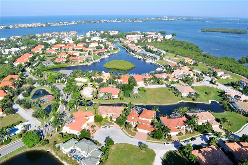 Aerial with boat basin, Anna Maria Island and the Intracoastal.