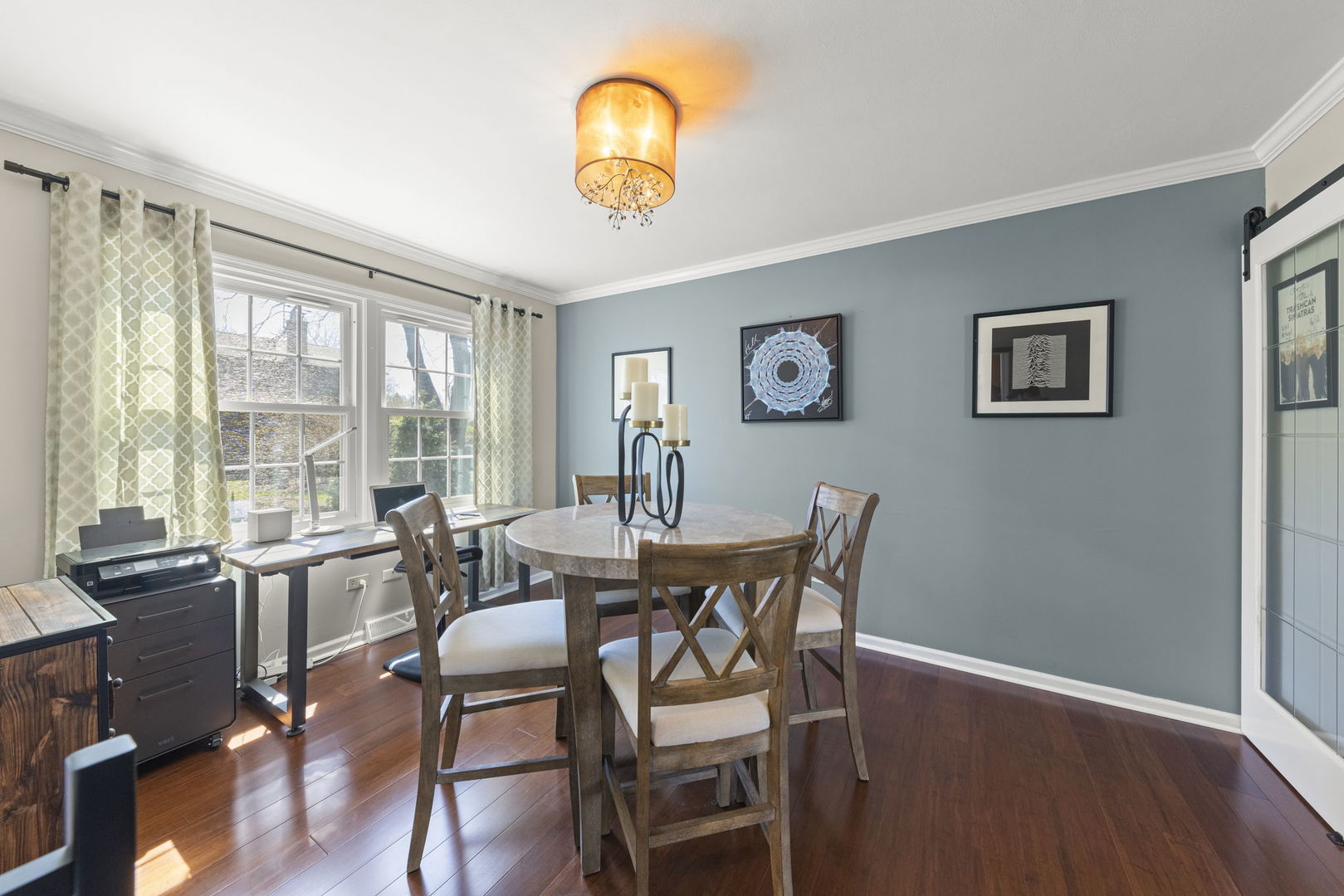 472 Sheffield Road Naperville, IL 60565 - Photo 8 of 47 a view of a dining room with furniture wooden floor and a large window