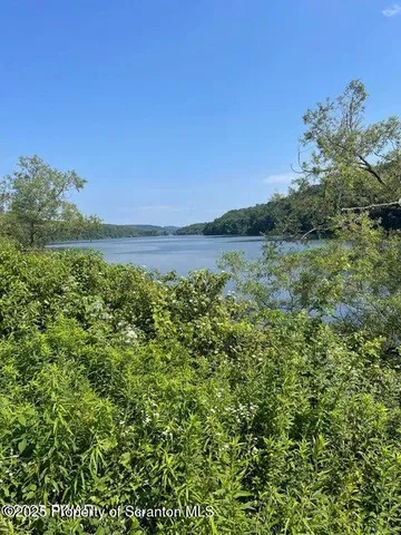 a view of a lake with a mountain in the background