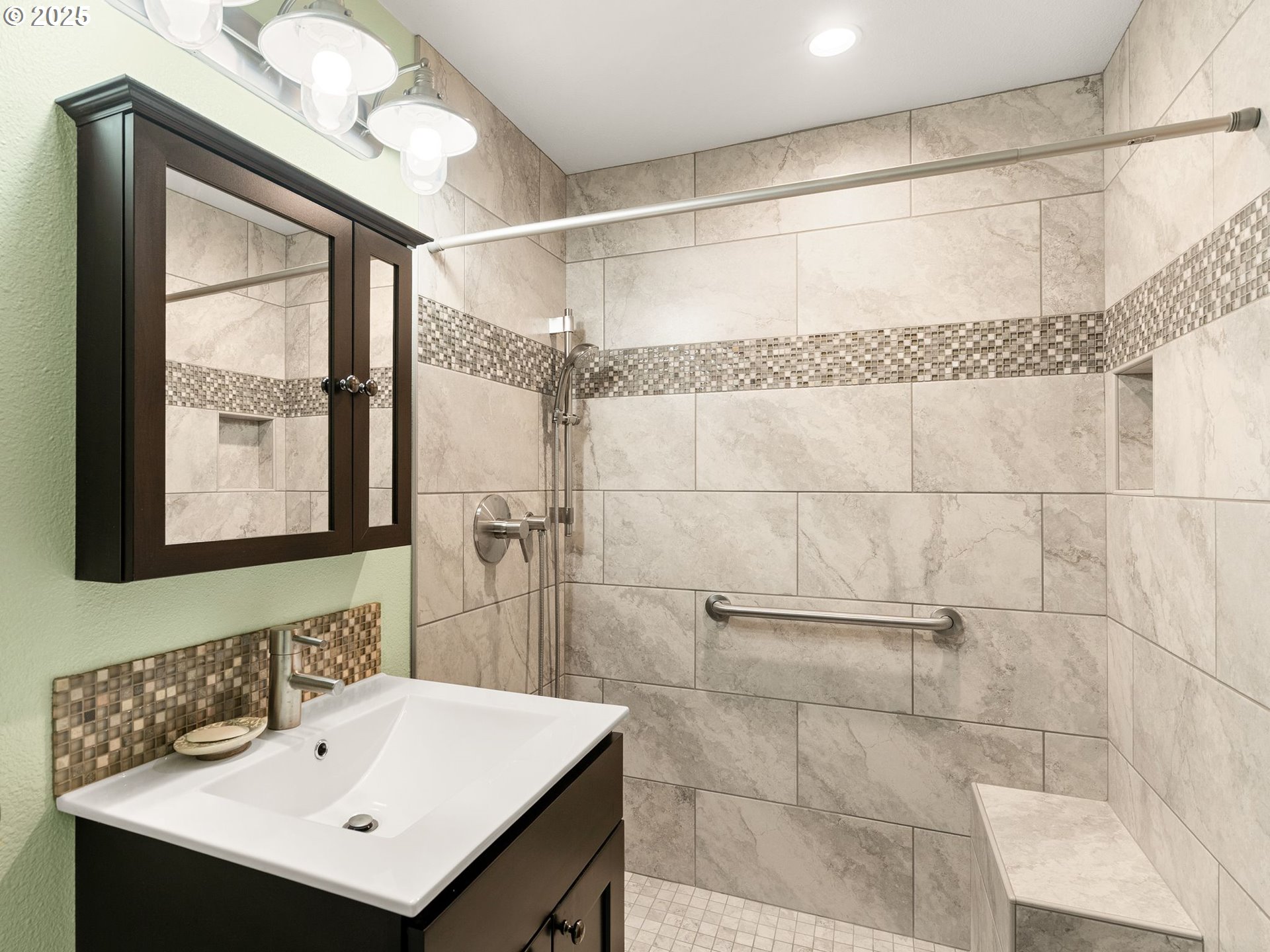 426 Northeast 116th Place Portland, OR 97220 - Photo 18 of 42 a bathroom with a sink mirror and a shower