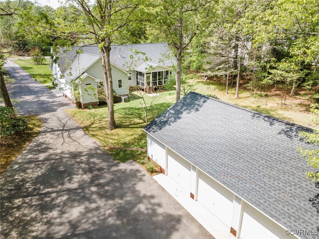 13819 Bluff Ridge Drive Chesterfield, VA 23838 - Photo 3 of 45 Drone / aerial view of detached garage and back of