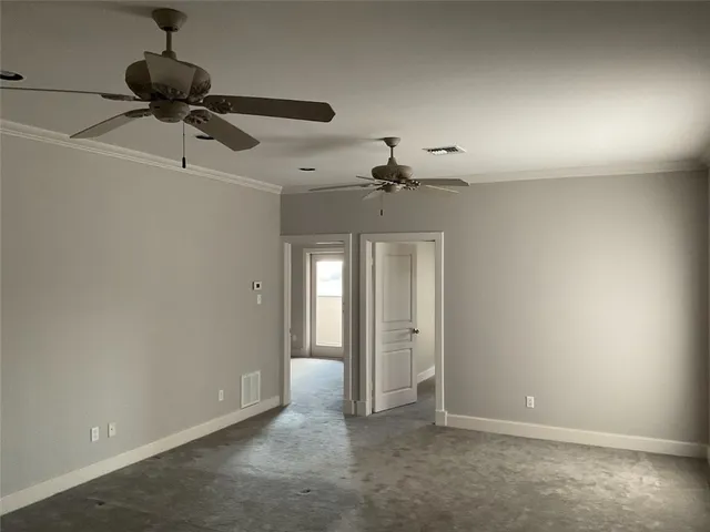 a view of a chandelier fan