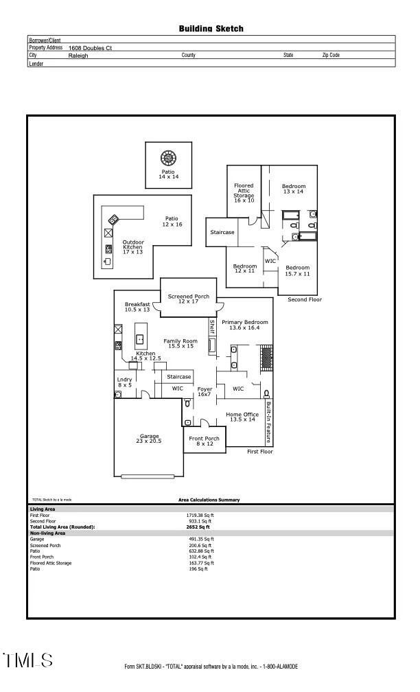 1608 Doubles Court Raleigh, NC 27609 - Photo 43 of 43 floor plan