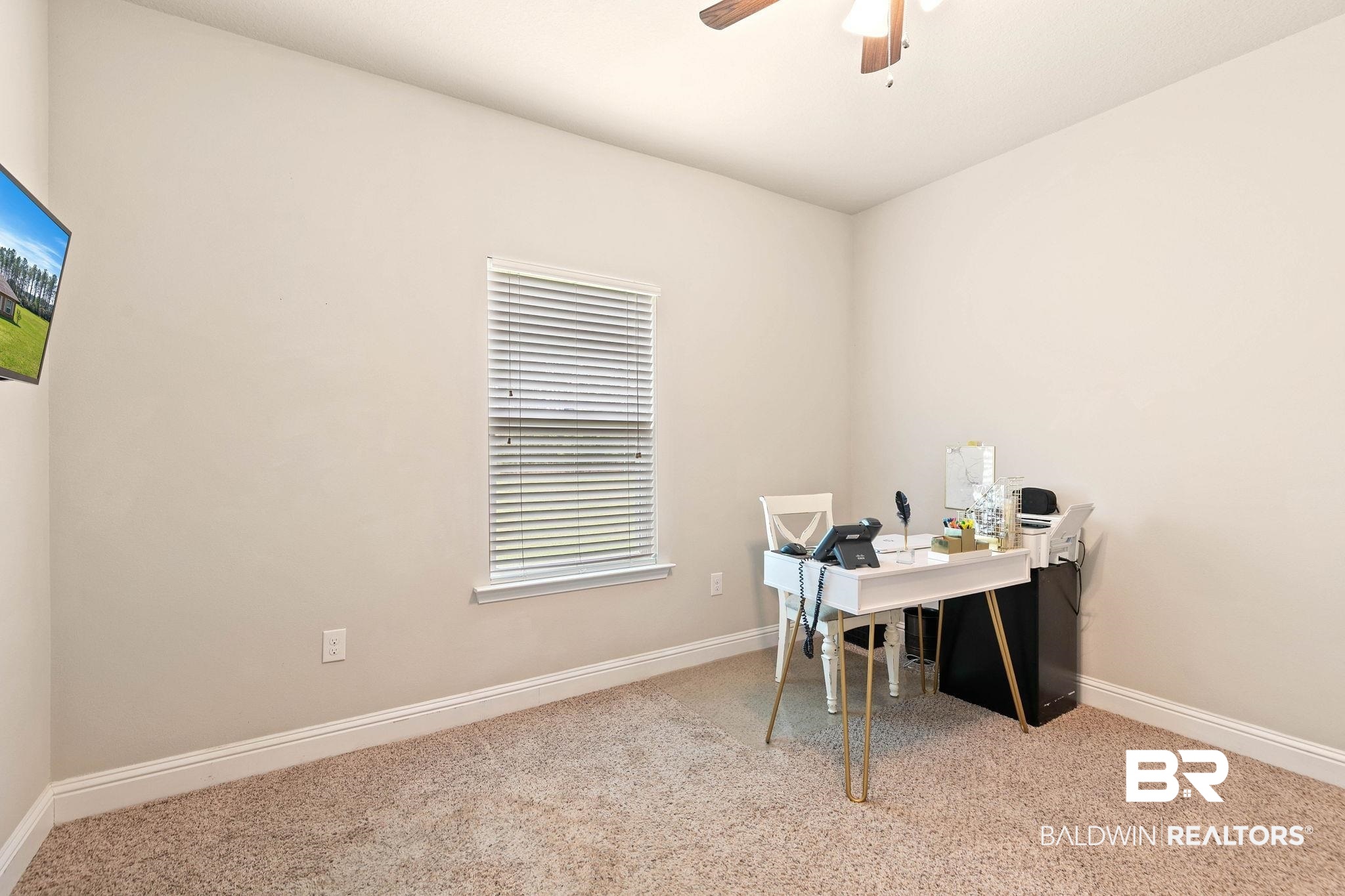 12750 B Jenkins Pit Road Daphne, AL 36527 - Photo 41 of 89 Office area featuring light colored carpet and ceiling fan