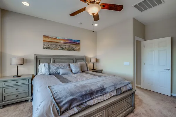 a bathroom with a sink vanity and a mirror