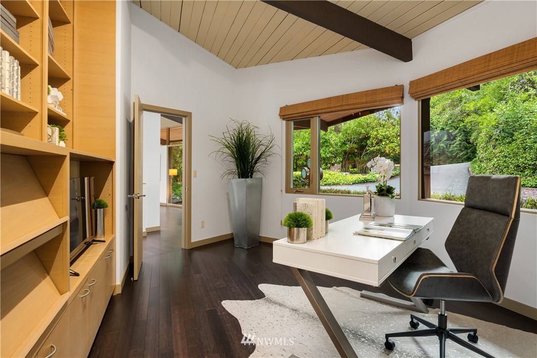 110 Northside Road Bellevue, WA 98004 - Photo 17 of 37 a view of a workspace with furniture and a window