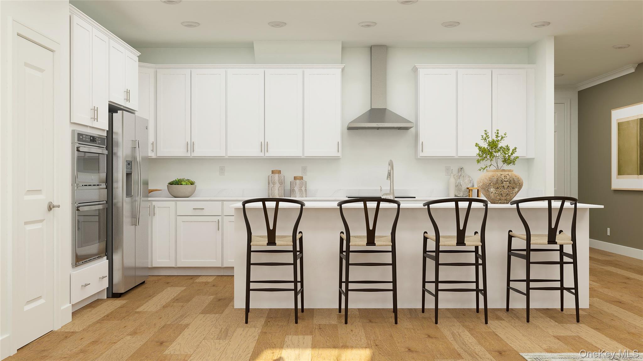 121 Pine Ridge Road Tuxedo Park, NY 10987 - Photo 3 of 28 a dinning room with kitchen island a chandelier and living room view